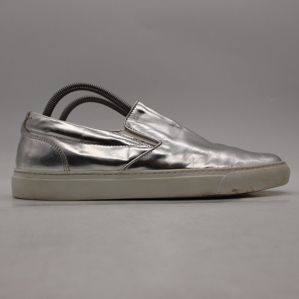 Greats Wooster Metalic Men’s Size 41 Silver Leather Slip On Sneakers Shoes